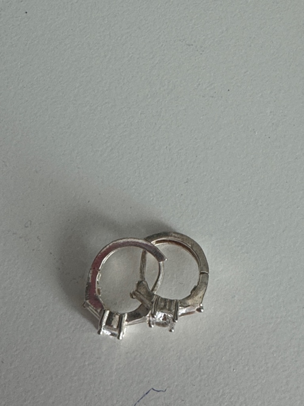 925 Silver Crystal Hoop Huggie Earrings - Women's Jewelry